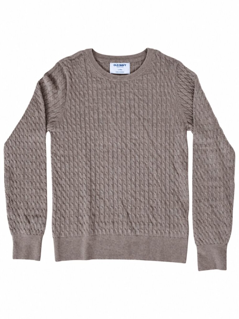 NWT Old Navy SoSoft Lite Cable Knit Sweater Sediment Brown Taupe | Large Tall